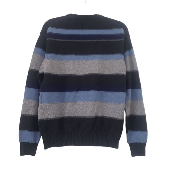 Vintage Geoffrey Beene Mens Knit Sweater Striped Chunky Fisherman Coastal Casual - Picture 2 of 7
